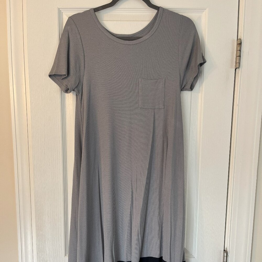 NEW No Tags Lularoe Dipped CARLY DRESS Waffle Gray Solid XXS Unicorn RETIRED